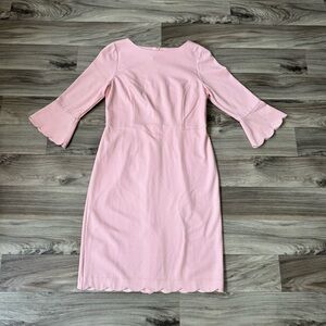 NWT Talbots Refined Scallop-Edge Ponte Sheath Dress in Pink Size 8